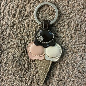 Coach Ice Cream Cone Keychain with Pink, White, and Brown